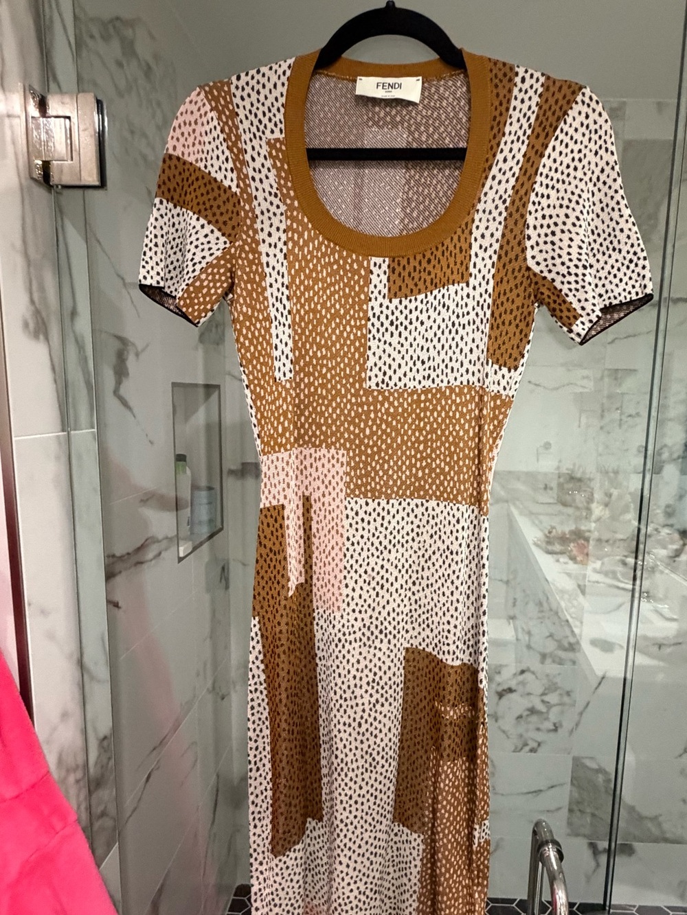 Fendi Brown and White Patterned Maxi Dress